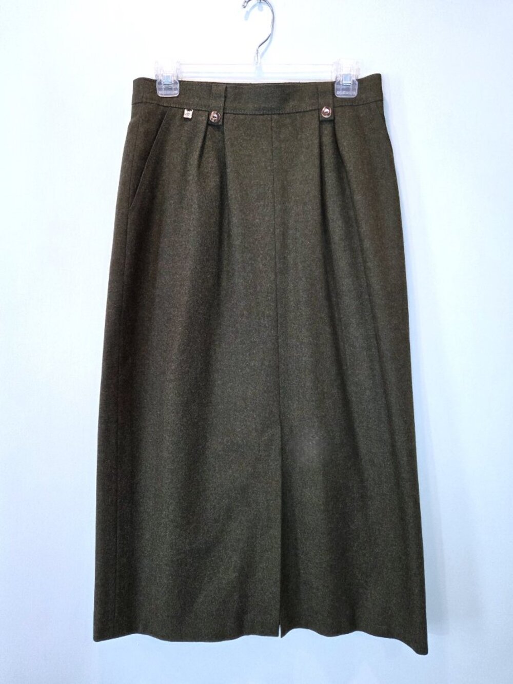 Vintage Julius Lang Der Trachtmeister Loden Moss Wool Maxi Skirt EU Size 40